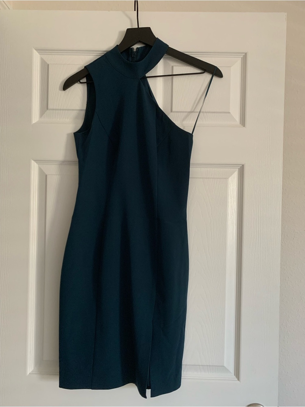 French Connection One-Shoulder Teal Sheath Dress